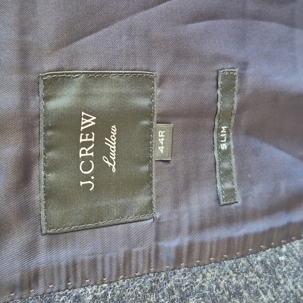 J CREW Ludlow Recent Dark‎ Grey Tweed Weave Blend Moon 44 R Slim Mens Sport Coat - Picture 6 of 10